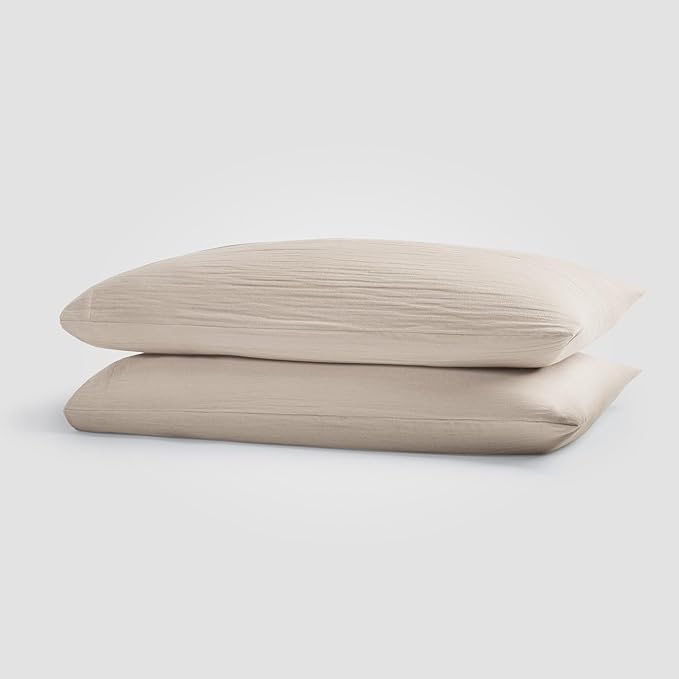 Calm Full Sheet Set, Light Grey 100% Cotton Gauze 4-Pc. Sheet Set, Oeko-TEX Certified Full Sheets, with Flat Sheet, Fitted Sheet and 2 Pillowcases, Earth Tone Bedding