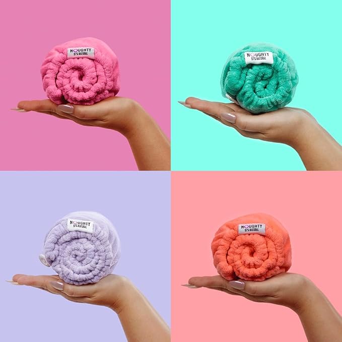 Noughty 97% Natural Microfiber Hair Towel Quickly Absorbs Moisture Quick-Dry Wrap, Reduces Breakage Combats Frizz Hot Pink