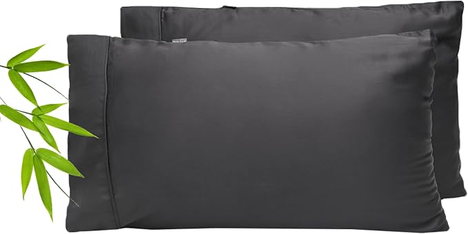 ettitude - Pillowcase Set - 100% Lyocell - Standard Size - Cooling & Breathable - Silky-Soft Sateen - Envelope Closure - Sustainable Plant-Based Fabric - Clean Fibers - Set of 2 (Gray)