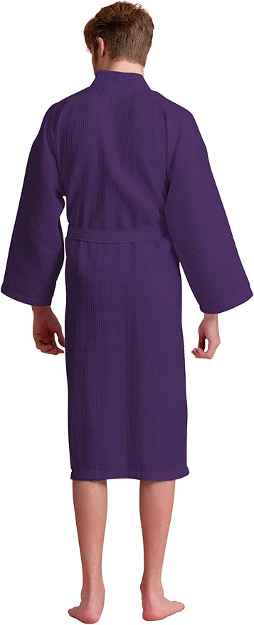 Soft Touch Linen Men's Cotton Waffle Bathrobe, Luxurious & Lightweight, Comfortable & Absorbent, Softness, Fast Dry,