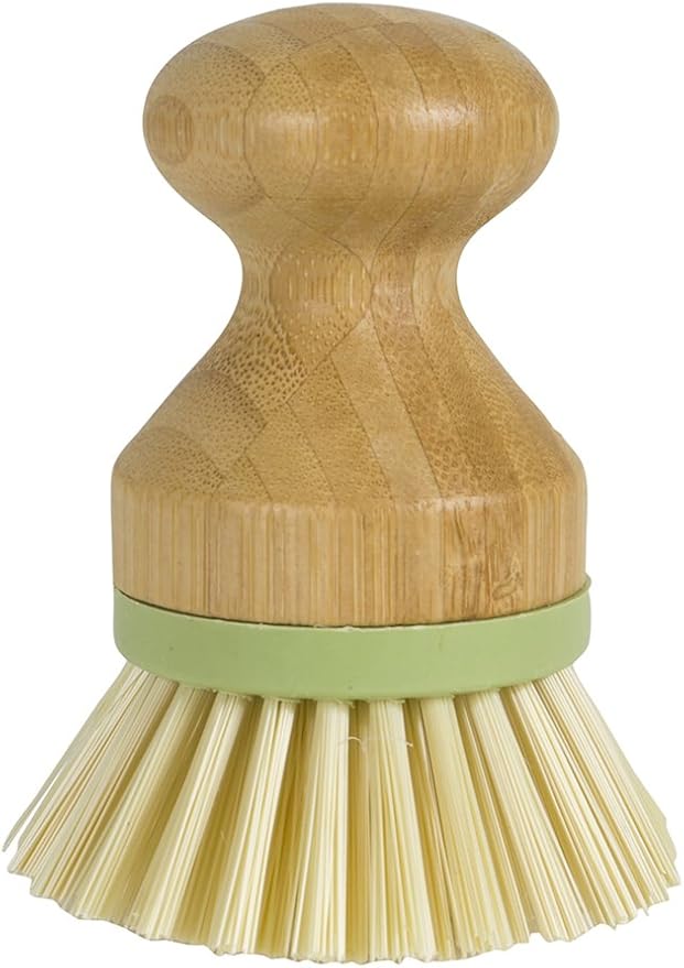 Bamboo Naturals Greenery Mini Scrub Brush, Made of Sustainable Bamboo and Recycled Plastic, Scrub Pots, Pans, Vegetables, and More, Pack of 2