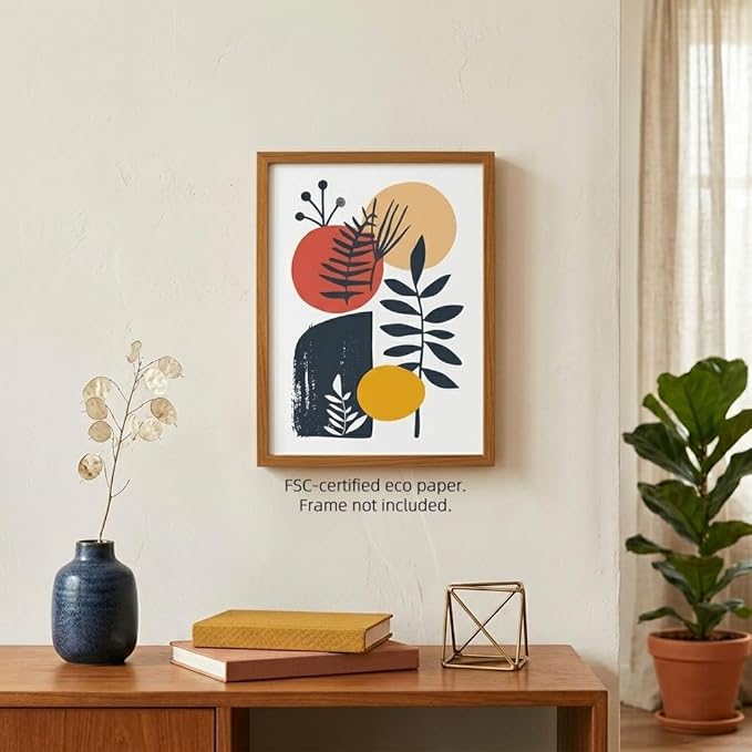 Moonow7 Boho Plant Abstract Botanical Wall Art Prints for Bedroom Entryway Zen Space Home Decor, Unframed Size 50x70 cm / 20x28″