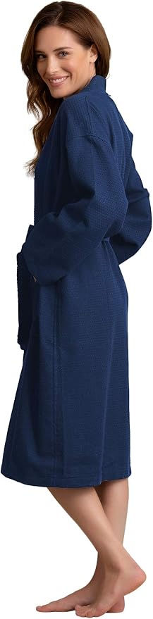 Women's Personalized Luxury Cotton Bathrobe-Customizable Waffle Lightweight Robe-Soft & Absorbent