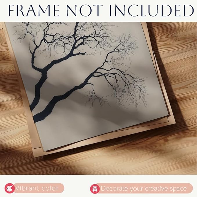 (Unframed) (8x10 Inch) Matte Wall Art Print Of Minimalist Line Embroidery of a Tree Branch - Eco-Friendly Poster, Custom Decor for Home, Office, Bedroom, Bath Room, Living Room, Dining Room, Made in