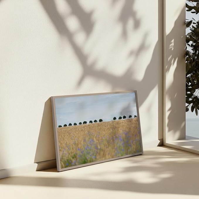 Monem Art Golden Meadow Horizon Landscape Print - Minimalist Nature Photography Poster - Wall Decor for Living Room, Bedroom or Office - 24x32 Silver Framed CANVAS Wall Art by Mareike Bohmer