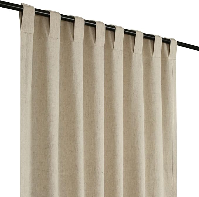 Natural Linen Tab Top Curtains 50x63 inch Set of 2 Panels - Long Flax Drapes for Living Room & Bedroom, Farmhouse Window Curtains, Rustic Linen Drapes for Modern Farmhouse & Boho Style Decor
