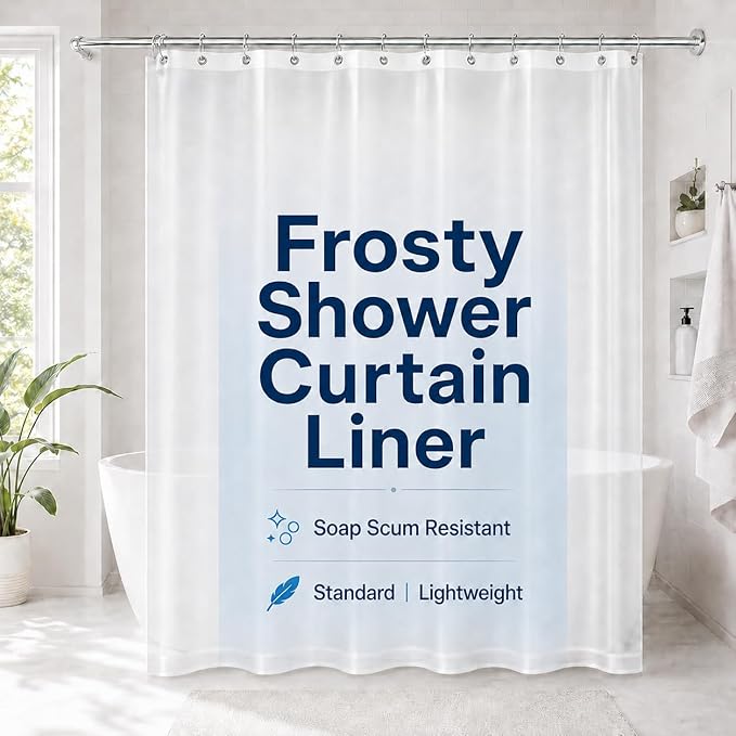 TreeLen Hotel Collection Shower Curtain Liner,Eco-Friendly PEVA Plastic 10Gauge 72" x 72" Shower Curtain Liner with Magnets, Weighted,Waterproof
