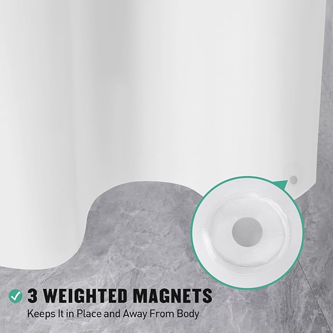 MitoVilla Long Shower Curtain Liner 72 X 78, White 78 inch Long Shower Curtain Liner for Simple Neutral Bathroom, PEVA Heavy Duty Waterproof Bathroom Shower Liner