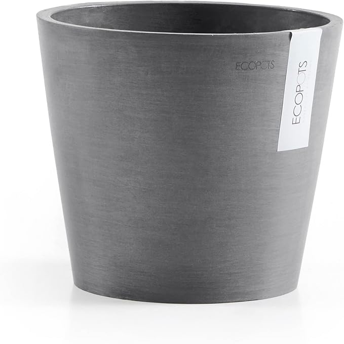 Ecopots Amsterdam Mini Durable Modern Round Recycled-Based Composite Flower Pot Planter, Grey, 3"