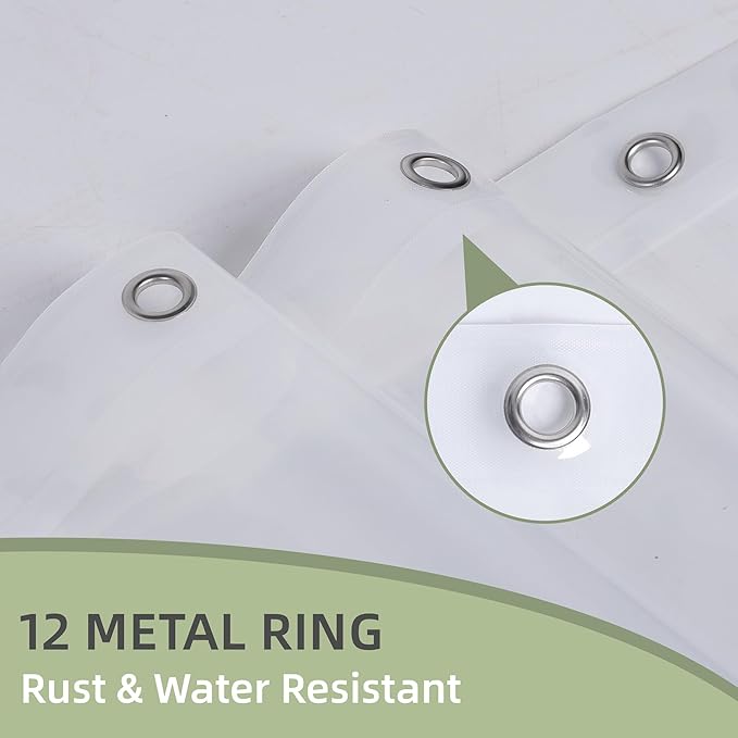 Clear Shower Curtain Liner, Heavy Duty 10G Shower Curtain, Waterproof Clear Premium PEVA with 12 Rust Proof Grommets, 72x78 Inches