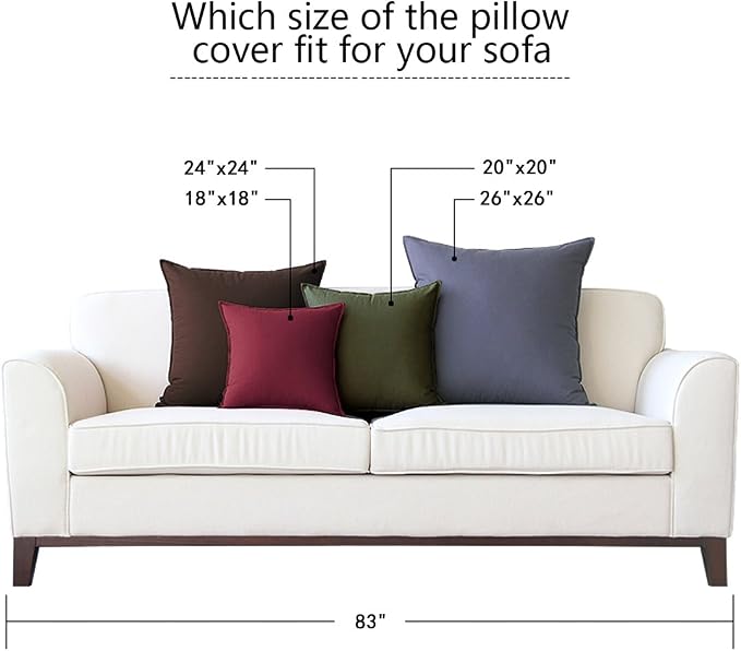Jeanerlor Set of 2 20"x20" Pillowcase Dark Grey Cousion Cover Natural Cotton Linen with Unique Design to Embellish House/Study Room/Office/Students Dormitory 50 x 50cm
