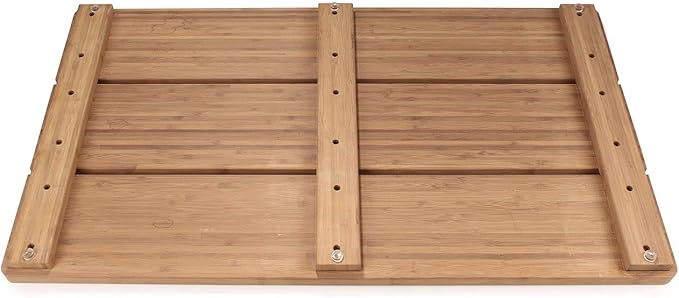 BambooMN Bamboo Bath Mat for Bathroom, Spa, Outdoor Shower, Large Rectangle (30" x 17" x 1.3"), Anti-Slip, Water Resistant Coating - 1 Piece