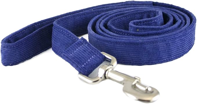 The Good Dog Company- Hemp Corduroy SIX FT Dog LEASHES Available in 9 Colors (Rust, Marigold, Bronze, Avocado, Blue, Plum, Pink, Red, Black) Sold in 1”, ¾”, ½” Widths (1 Inch Width, Blue)