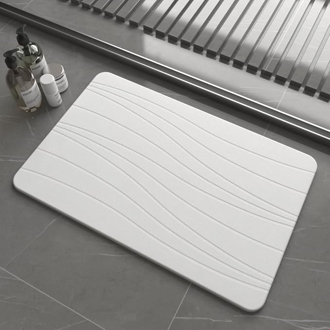 Fast Drying Stone Bath Mats for Bathroom, Non-Slip Diatomaceous Earth Bath Mat, Super Absorbent Bath Mat Stone