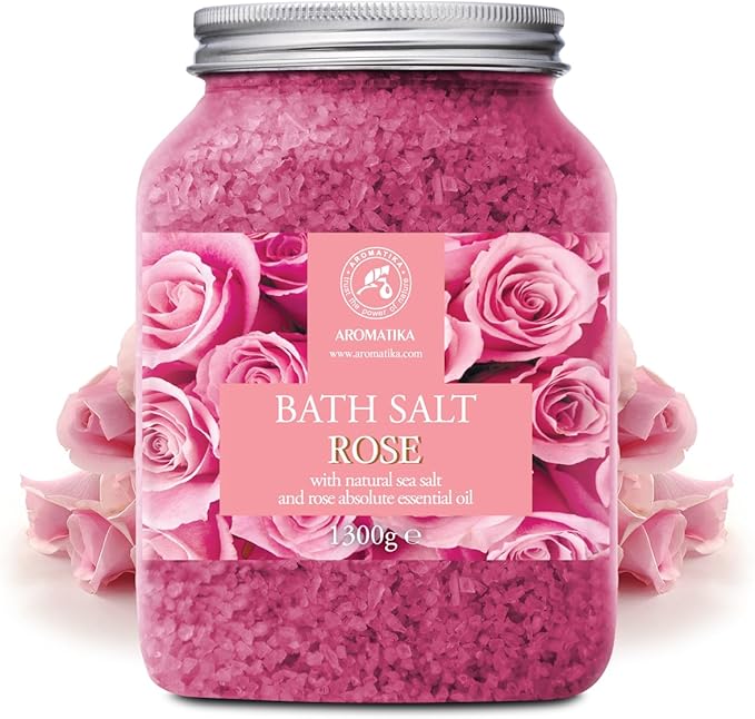Rose Bath Salts 46 Oz – Natural Rosewood Oil & Rose Extract – Bath Additive for Spa and Skin Care