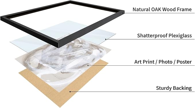 Monem Art Neutral Beige Abstract Brushstroke Painting Print - Scandinavian Minimalist Modern Art Poster - Wall Decor for Living Room or Bedroom - 16x20 Black Framed Wall Art by Mareike Bohmer