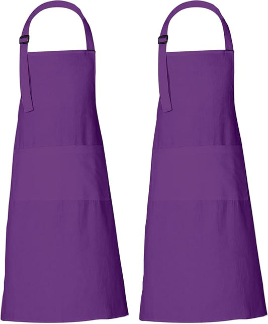 RAJRANG 100% Cotton Cooking Apron with 3 Pockets Kitchen Chef BBQ Adjustable Bib Aprons for Women Men