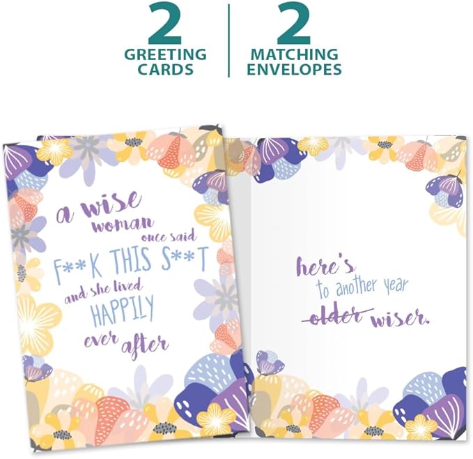 Tree-Free Greetings - Birthday Cards - Artful Designs - 2 Cards + Matching Envelopes - Made in USA - 100% Recycled Paper - 5 x 7 - Wise Woman (GT61254)