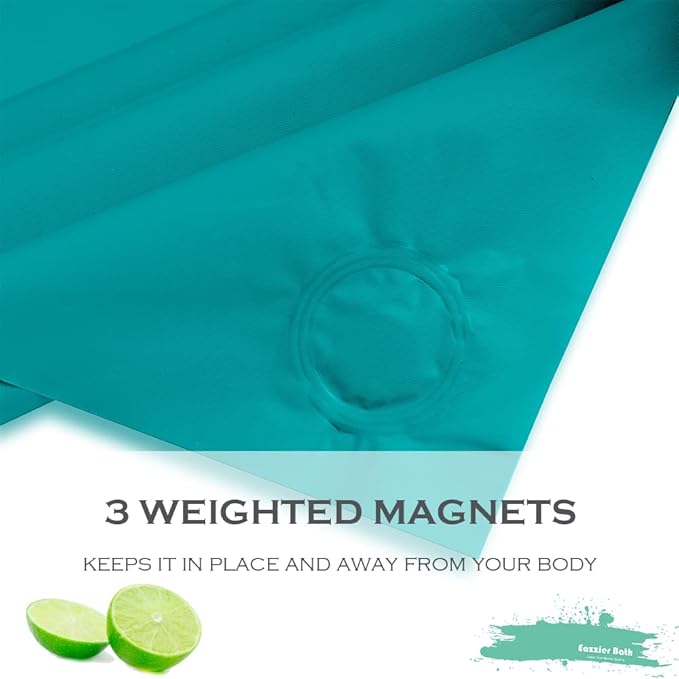 Teal Plastic Shower Curtain Or Liner, 72x72 Inch Lightweight Blue Green Coral Plastic Bathroom Shower Showroom Inner Curtain with Rustproof Metal Grommet Holes and Weighted Magnets