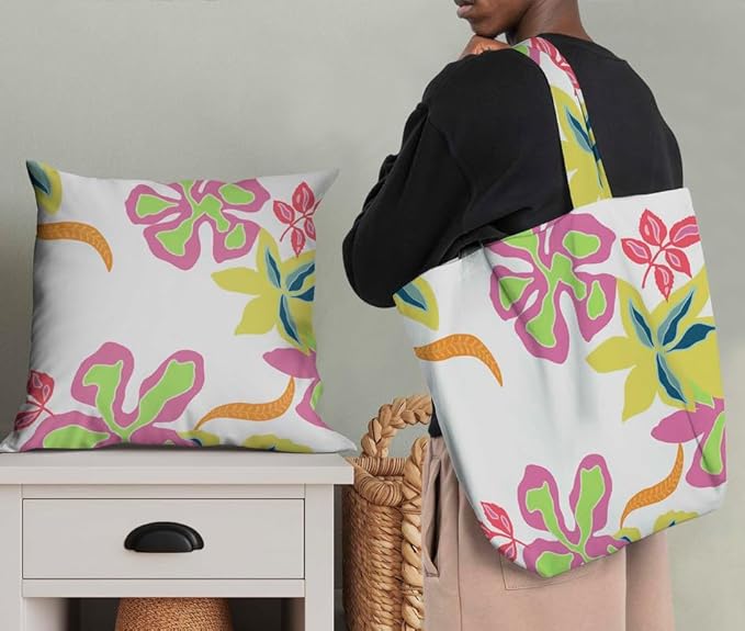 Soimoi Silky Satin Fabric Material, 1 Yard - 42" Inch Width, White - Floral Print - Soft Shiny Fabric for Dress, Pillowcases, Pajamas, Evening Dress, DIY