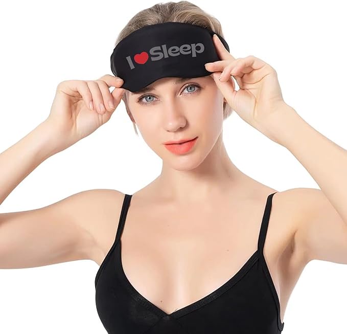 ALASKA BEAR Sleep Mask for Men and Women, Machine Washable Eye Mask for Sleeping Side/Back/Stomach 100% Blackout, Headband Design (I Love Sleep)
