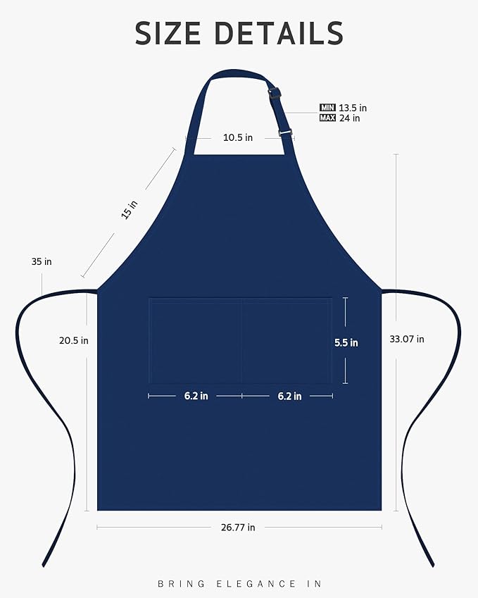 Syntus Chef Apron for Men Women Kitchen Cooking Apron with Pockets, Adjustable Bib Aprons Stain Resistant