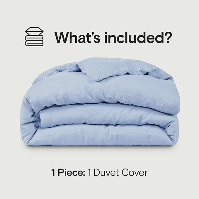 SIJO Premium Stone Washed Organic French Linen Duvet Cover, GOTS Certified Organic, Small Batch Sourced from Normandy, Best Cooling Linen Sheet Award by Sleep Foundation (Sky, King/Cal King)