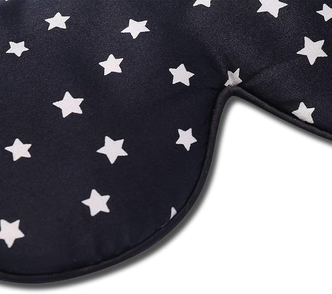 ALASKA BEAR Natural Silk Sleep Mask, Super Smooth Eye Mask (Black Stars)