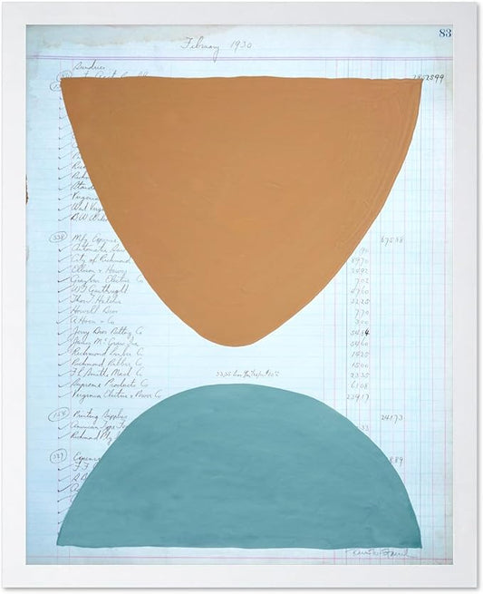 Monem Art Abstract Ledger Paper Geometric Print - Modernist Organic Shapes Art Poster - Wall Decor for Office, Living Room or Studio - 12x16 White Framed Wall Art by Renee Stramel