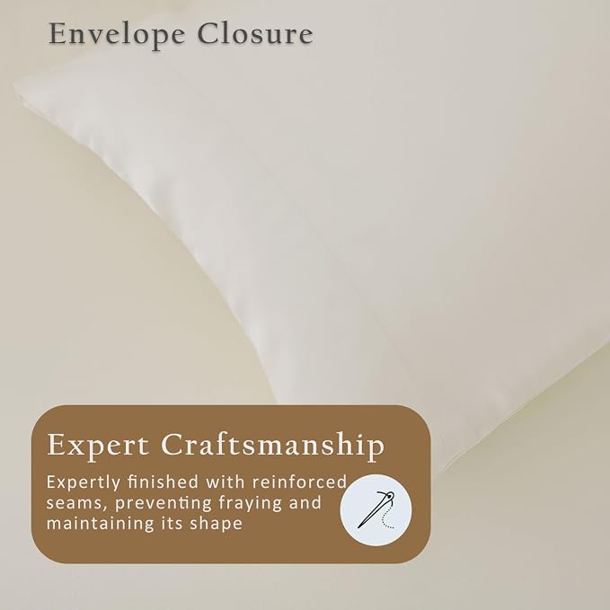TOSMO Luxury Pillow Case Set of 2 - Cooling Viscose Derived from Bamboo - Oeko-TEX, Breathabl Silky Soft Pillow Cases with Envelope Closure (King / 20x36, Beige)