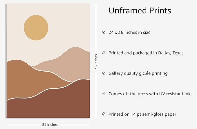 Y2K BOO Organic Abstract Shapes UNFRAMED Wall Art Minimalist Botanical Silhouette Earth Tones Terracotta Mid Century Modern 24x36 Inch Heavyweight Paper Studio Decor