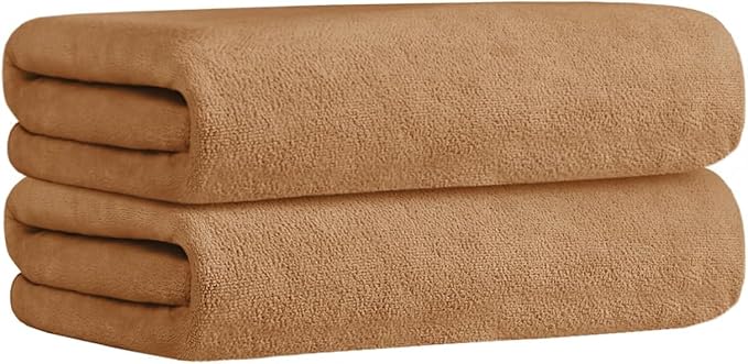 JML Large Microfiber Bath Towels, 6 Pack 30" x 60", Oversized, Soft, Super Absortbent, Fast Drying Bathroom Towel Set for Sauna, Hair Wrap, Salon,Sport, Fitness, Yoga, Beige