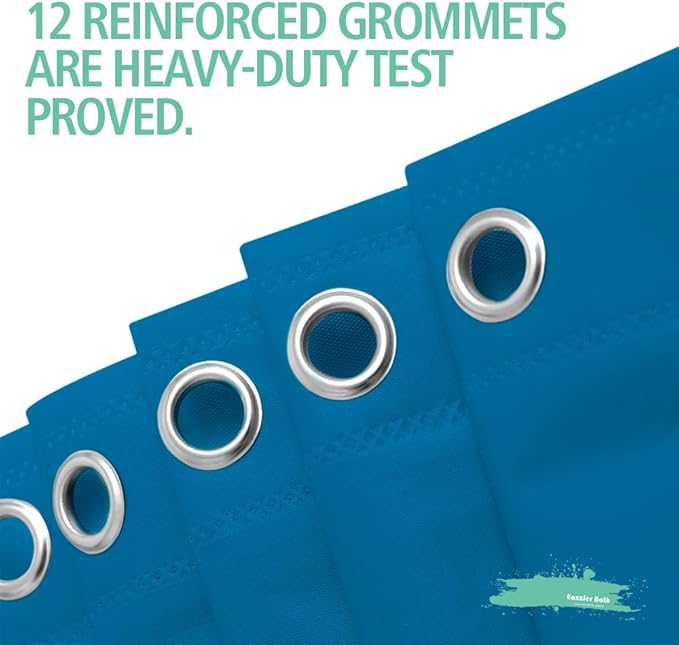 Blue Plastic Shower Curtain Or Liner, 72x72 Inch Lightweight Blue Plastic Bathroom Shower Showroom Inner Curtain with Rustproof Metal Grommet Holes and Weighted Magnets