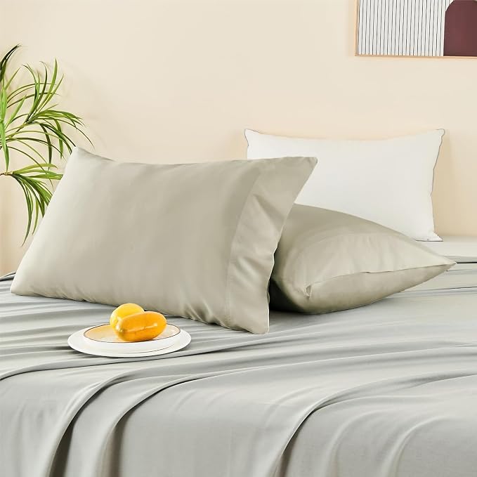BEDELITE King Size Pillow Cases Set of 2, Rayon Derived from Bamboo, Cooling Pillow Cases for Hot Sleepers & Night Sweats, Breathable and Silky Soft Envelope Pillowcases(Linen, 20"x36")