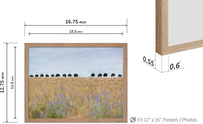 Monem Art Golden Meadow Horizon Landscape Print - Minimalist Nature Photography Poster - Wall Decor for Living Room, Bedroom or Office - 12x16 Beige Framed Wall Art by Mareike Bohmer