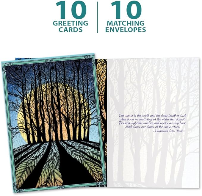 Tree-Free Greetings Solstice Cards and Envelopes, Set of 10, 5 x 7", Winter Solstice (HB93353)