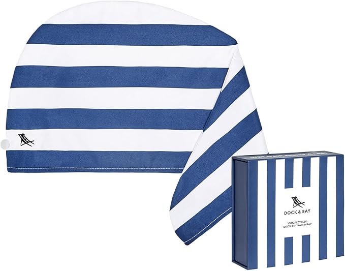 Dock & Bay Turban Hair Towel - for Home & the Beach - Super Absorbent, Quick Dry - Cabana - Whitsunday Blue, One Size