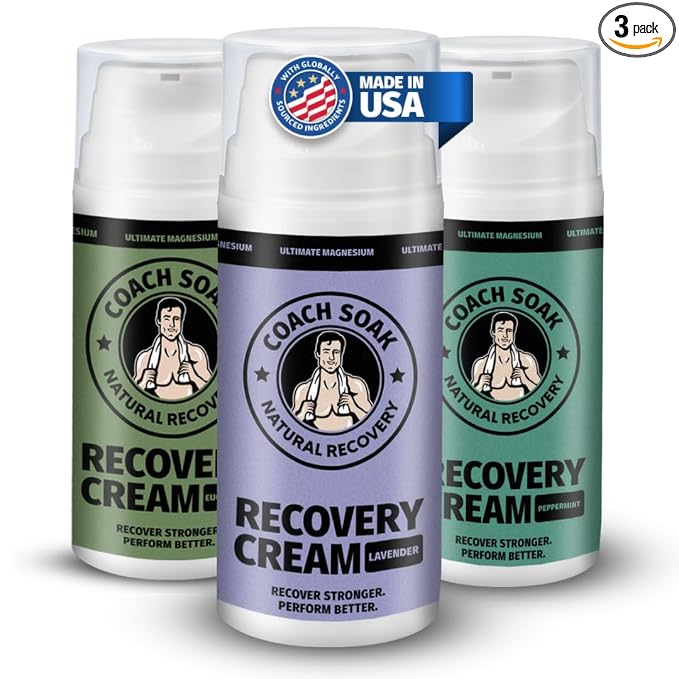 Coach Soak Magnesium Lotion with MSM & Menthol, Mixed Scent 10oz | 3 Pcs Magnesium Chloride Non-Greasy Alternative to Epsom Salt Lotion and Cream Apply Before Sleep for Feet, Leg Cramps & Body