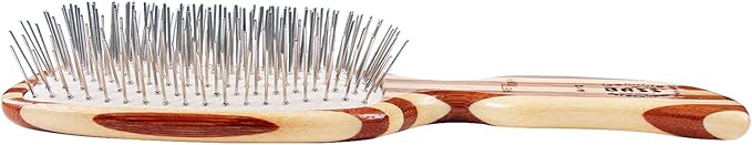 Bass Brushes | Style & Detangle Pet Brush | Alloy Pin | Pure Bamboo Handle | Semi S Style | Striped Finish | Model A12-SB