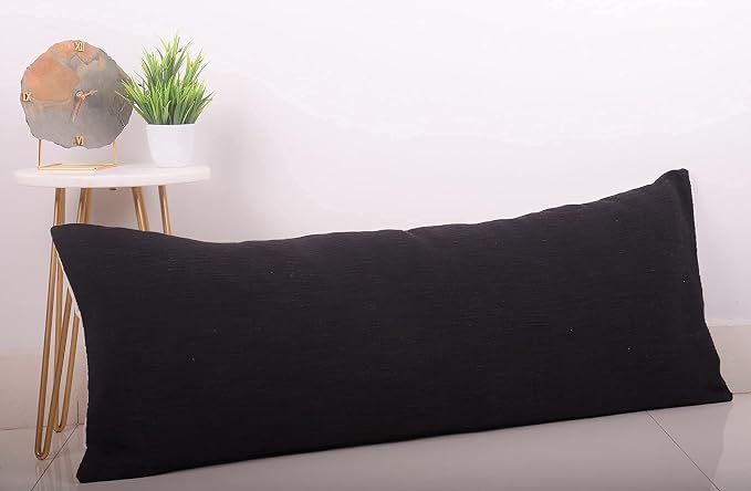 Trade Star Mudcloth Solid Cushion Cover 100% Cotton Pillow Cover Lumbar Throw Pillowcase Handmade Boho Decorative Large Bedding Decor Case for Living Room (Black Solid 14X36 INCHES)