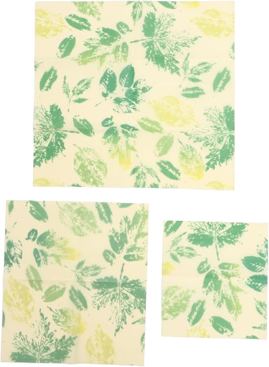 Bee's Wrap Beeswax Wraps for Food - Reusable Food Wraps, Sandwich Wrap & Bowl Covers Green Leaves One Size