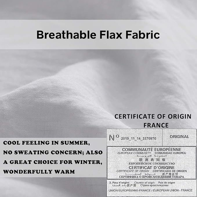 Simple&Opulence 100% French Linen Euro Shams with Embroidery (26'' x 26'') - Pack of 2 - Pre Washed Solid Color Natural Flax Soft Breathable - White