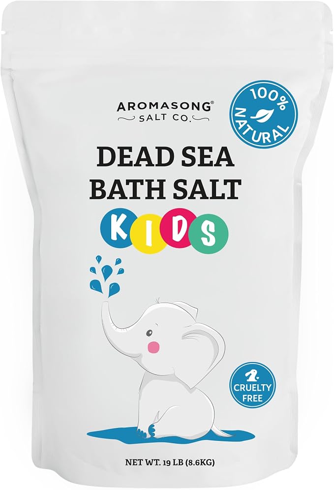 Aromasong Dead Sea Salt for Kids Bath Soak, 19 Lbs. Fine Grain Large Bulk resealable Pack, 100% Pure & Natural
