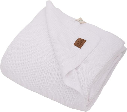 Dalisa 100% Organic Turkish Cotton Throw Blanket - GOTS Certified, Cozy - Perfect for Couch, Bed, and Home Decor - Boho Vintage Knit Alina (White, 60x80)