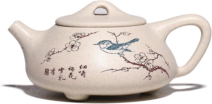 Zisha Teapot,Chinese Genuine Yixing Clay Teapot 8.6 Oz, Infuse Brew Kung Fu Loose Leaf Tea Maker -Shipiao,White Duanni Clay