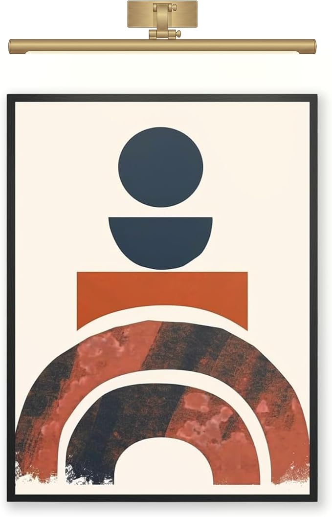 Moonow7 Modern Abstract Neutral Boho Geometric Print, Minimalist Aesthetic Wall Art in Red and Navy for Living Room, Bedroom, Hallway, and Entryway, Small Poster, Unframed Size A4 8x12” / 21x29.7 cm