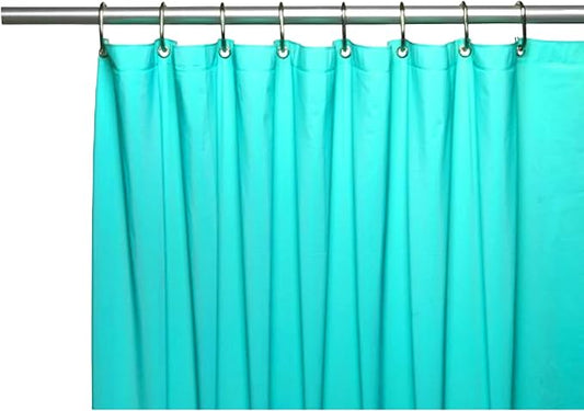 Dependable Industries inc. Essentials Bathroom Magnetized Shower Curtain Liner with Metal Grommets Waterproof (Turquoise)
