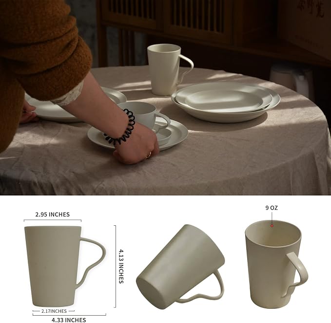 Small Chic Pottery Espresso Coffee Mug, Rustic Handmade Clay Tea Cup for Home and Office with Unique Handle, Dishwasher& Microwave safe, Matte Ivory White 9oz
