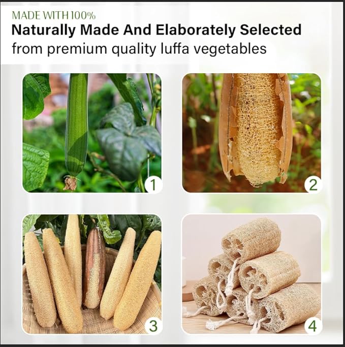 Natural Loofah Kitchen Sponge for Dishwashing 6 Inch 100% Plant Fibers Vegetable Fruit Scrubber Loofa,Natural Loofah Sponge Exfoliating Body Scrubber
