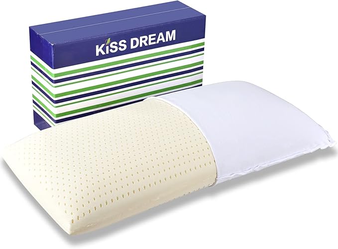 100% Natural Talalay Latex Pillow Sleeping Bed Pillows, Extra Soft Luxury Standard Pillow, Perfectly Aligns for Side/Back Pain, Stomach, Neck, Pressure Relief, Removable Cotton Cover (1, King)
